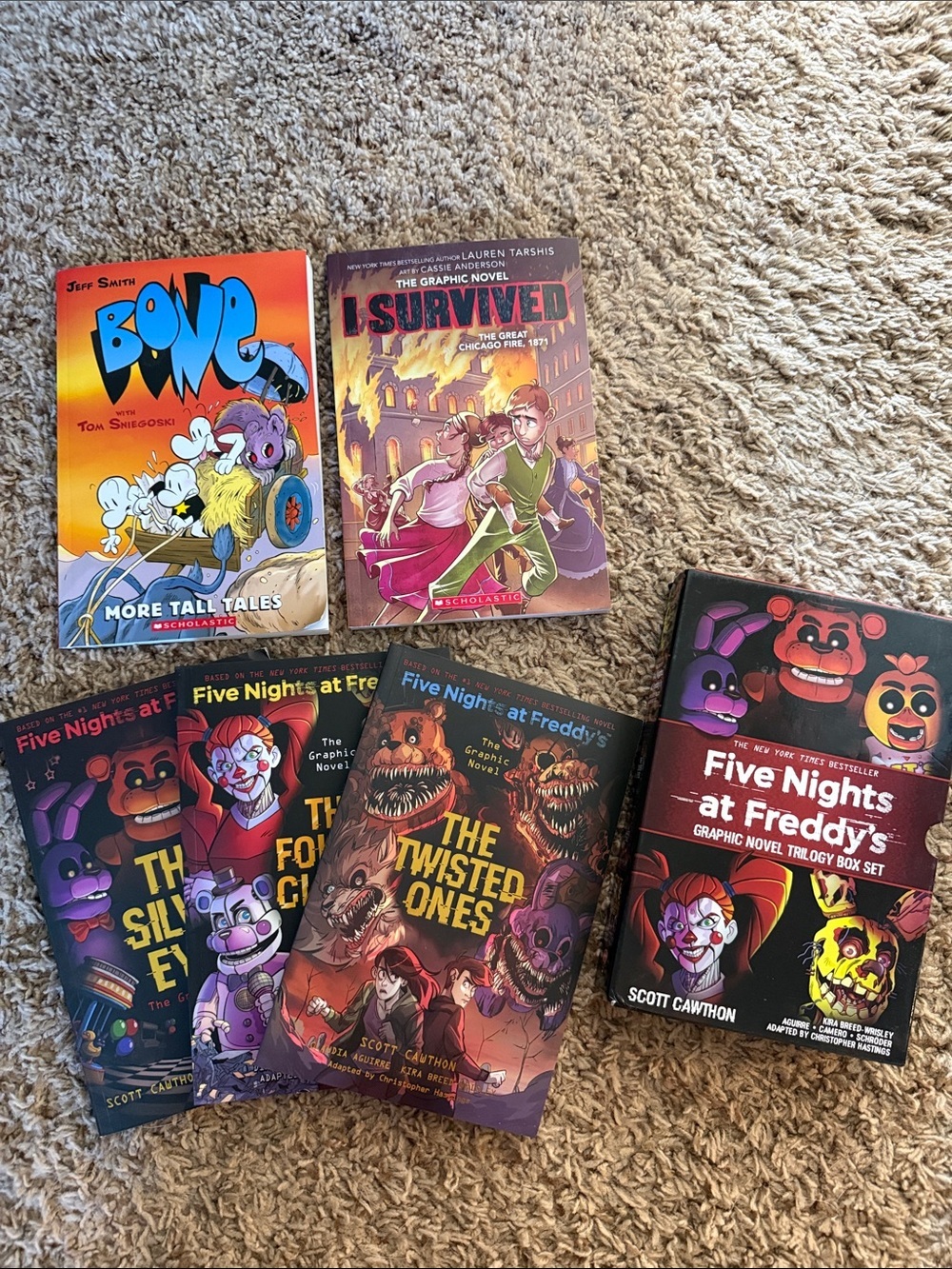 Five Nights at Freddy's Graphic Novel Box Set plus 2 scholastic graphic novels